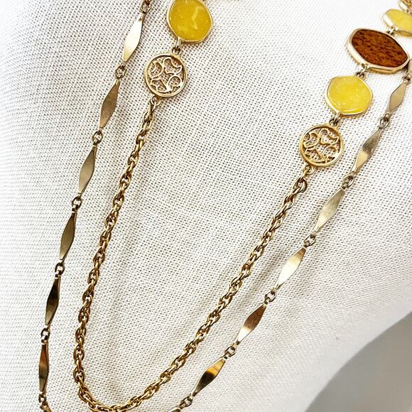 Sarah Coventry Taste of Honey 2-piece Necklace Set Vintage 1975 - Picture 3 of 7